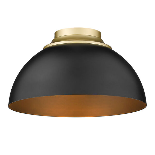 Zoey Olympic Gold and Matte Black Three-Light Flush Mount, image 1